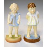 Royal Worcester - Two figures by RG Doughty, 'Tommy', and 'Joan', 11cm high and smaller