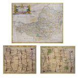 Two 18th Century road maps from Bowles post-chaise companion, both measuring 13.5cm high x 15cm
