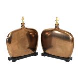 Pair of bronze-effect Jingchang ceramics (model 320236) lamps, 41.5cm x 44cm approx Condition: