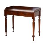 Victorian mahogany writing table, two fitted drawers, 60cm high x 91cm wide x 46cm deep Condition: