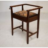 Edwardian inlaid piano stool, with hinged top seat, 66cm high Condition: Signs of discolouration