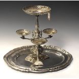 Late 19th/early 20th Century silver plate Neo-Classical influence epergne, 38.5cm high, and two