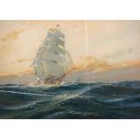 W.Knox RBA - Watercolour - 'Evening on the high seas', signed lower right and dated 1917, 25.5cm x