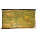 Early 20th Century 'Philips' New Commercial Map of The World', 220cm x 115cm, mounted on wooden