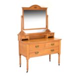 Edwardian satin birch or walnut dressing table, 166cm high approx x 106.5cm wide Condition: