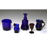 Quantity of Bristol blue glass, 19th Century and later, together with an amethyst drinking glass