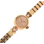 Omega - Lady's 9ct gold 'Ladymatic' wristwatch, cream dial with baton markers, 17 jewel movement,
