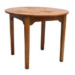 Oak circular table, 75cm high x 19cm diameter approx Condition: Signs of discolouration in places,