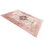 Belgian 'Super Keshan' machine made wool rug, having floral decorative central panel with floral