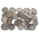 Coins - Collection of mainly half silver George V to George VI florins, 360g approx Condition: