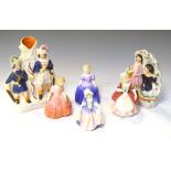 Four Royal Doulton figures 'Marie', 'Dinky-Do', 'Rose', and 'Valerie', together with two