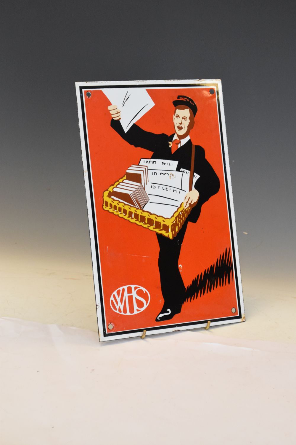 Advertising - Reproduction 'WH Smiths' newspaper seller enamel advertising sign, 27.5cm x 18cm - Image 6 of 6