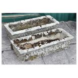 Pair of modern composition stone effect rectangular garden troughs, 71cm wide Condition: **Due to
