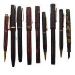 Collection of vintage celluloid cased fountain pens etc Condition: Not tested, scratches present