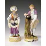 Meissen - Pair of late 19th/early 20th Century male and female porcelain figures, 18cm high approx