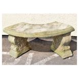 Modern composition curved garden seat of classical design, 102cm wide Condition: **Due to current