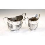 Victorian silver sugar bowl and cream jug, Sheffield 1895, highest 8cm high, 140g approx