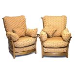 Pair of Ercol Golden Dawn armchairs, 98cm high Condition: Cushions would benefit from a clean, the