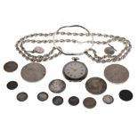 Quantity of various silver and white metal items to include; modern design bracelet stamped 925,