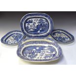 Quantity of 19th Century British and Continental ceramics, to include Willow pattern meat plate,