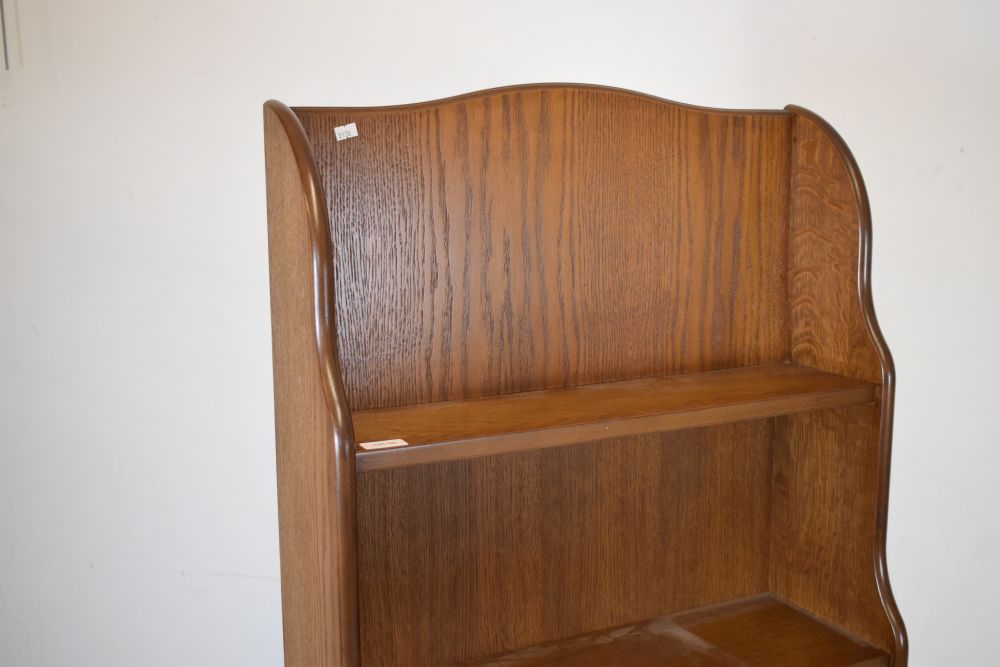 Grangemoor oak waterfall bookcase fitted one drawer to base, 61.5cm x 30cm x 153cm high Condition: - Image 3 of 5