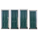 Architectural Salvage - Four early 20th Century green painted door with four herringbone pattern