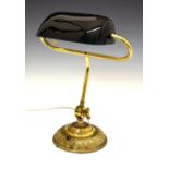 20th Century bankers-style lamp with black glass shade, 40cm high Condition: Some minor small