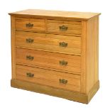 Ash chest of drawers, fitted two short and three long drawers, 101cm high x 103cm wide x 49cm deep