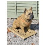 Modern composite garden ornament in the form of a French Bulldog by Sanctuary Stone, 52cm high