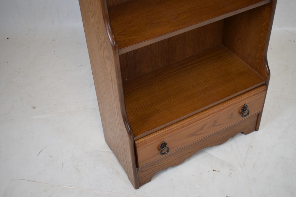 Grangemoor oak waterfall bookcase fitted one drawer to base, 61.5cm x 30cm x 153cm high Condition: - Image 2 of 5