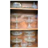 Large collection of moulded glass cake stands, etc Condition: Appears sound however bidders should