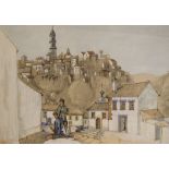 Robert Parkinson - Watercolour and Ink - 'Campanile', signed and dated '57, 51cm x 76cm, framed