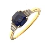 Sapphire and diamond ring, unmarked,