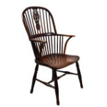 Unusual mid 19th Century ash and elm hoop-back Windsor chair