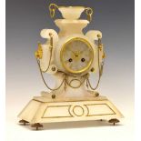 Late 19th Century French alabaster mantel clock with urn surmount