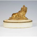 19th Century ormolu and white marble desk paperweight