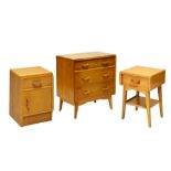 Three items of mid-century G-Plan light oak bedroom furniture