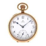 Omega - 9ct gold open faced pocket watch,