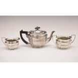 Edward VII silver three piece tea set of oval form