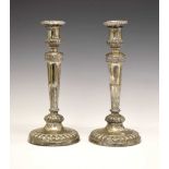 Pair of George III silver candlesticks on tapering fluted columns