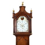 George III oak and mahogany-cased 8-day painted dial longcase clock, Joseph Denton, Hull