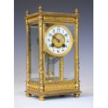 French four-glass mantel clock, circa 1900