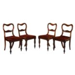 Set of four William IV rosewood kidney-back dining chairs