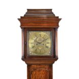 Early George III oak and walnut-cased 8-day brass dial longcase clock
