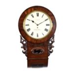 Victorian rosewood single-fusee drop-dial wall clock, Evans of Welshpool