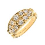 Twelve stone diamond 18ct gold ring,