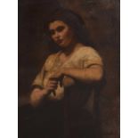 French School, mid 19th Century - oil on canvas - portrait of a young woman