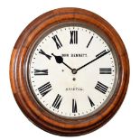 Mahogany-cased single fusee wall clock, John Bennett, Bristol circa 1900