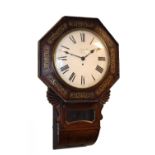 William IV inlaid rosewood-cased single-fusee drop-dial wall clock