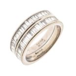 18ct white gold double half hoop ring,